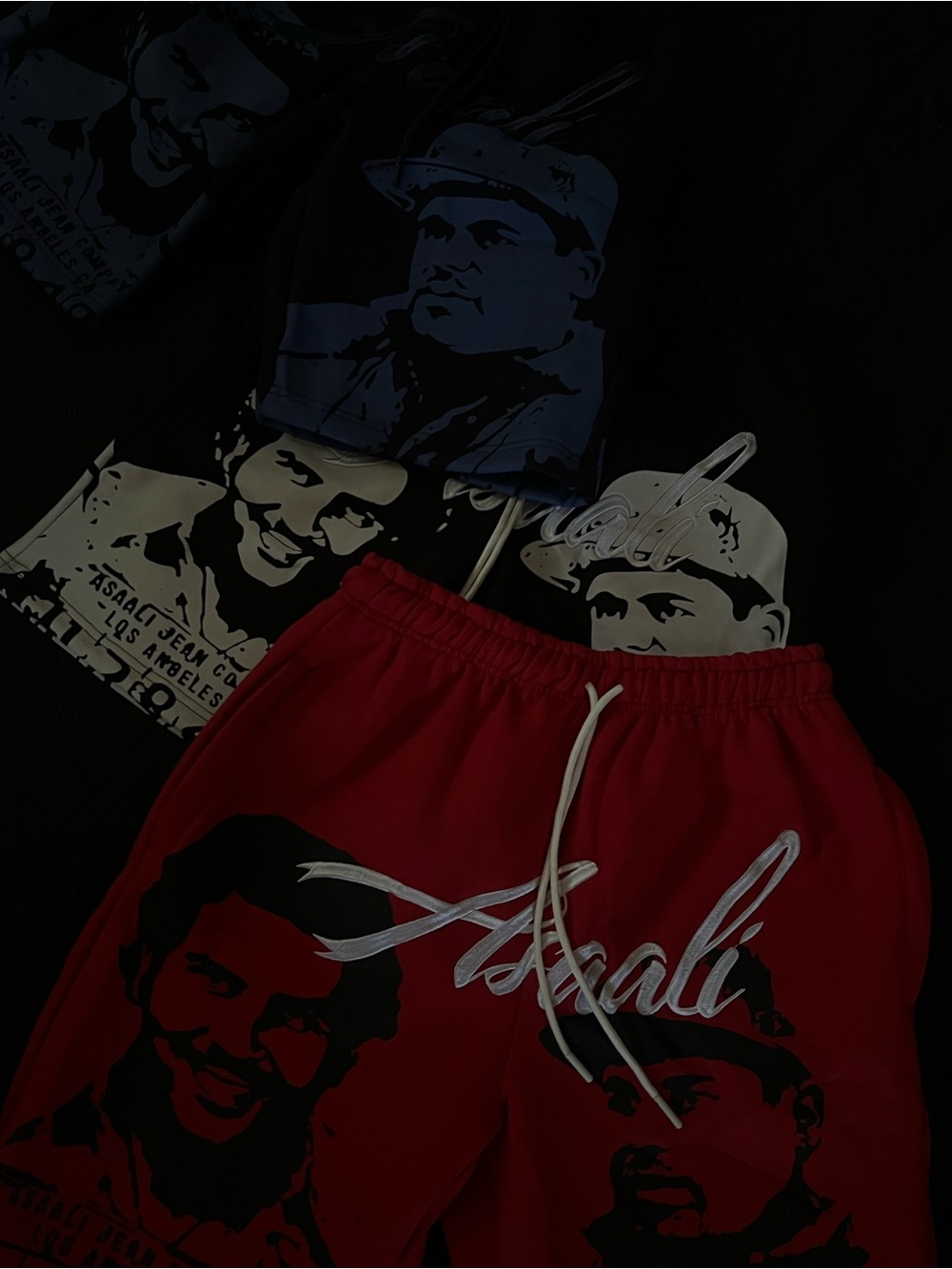 Asaali Red Shorts with White